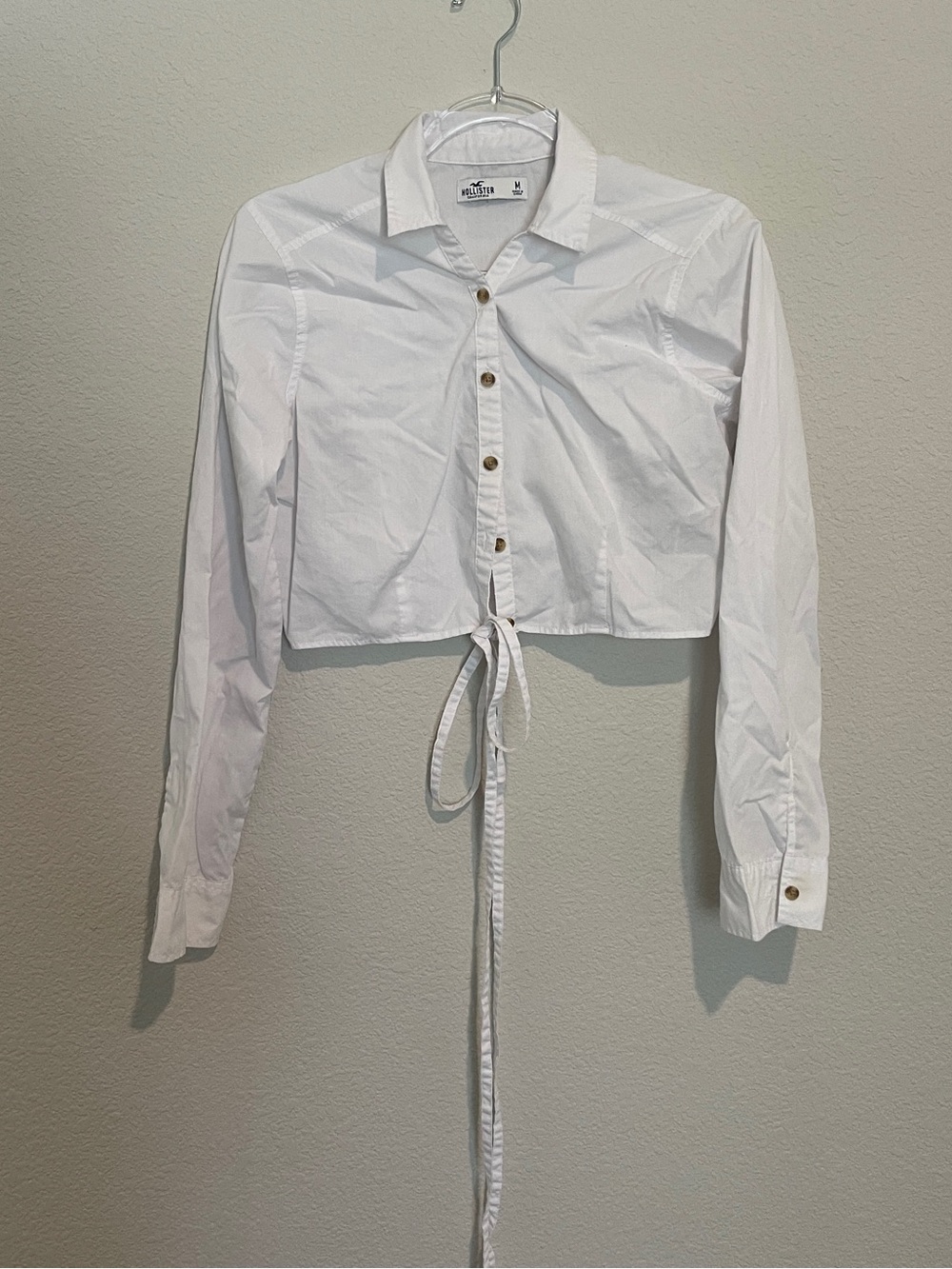 Hollister White Button-Up Shirt with Collar